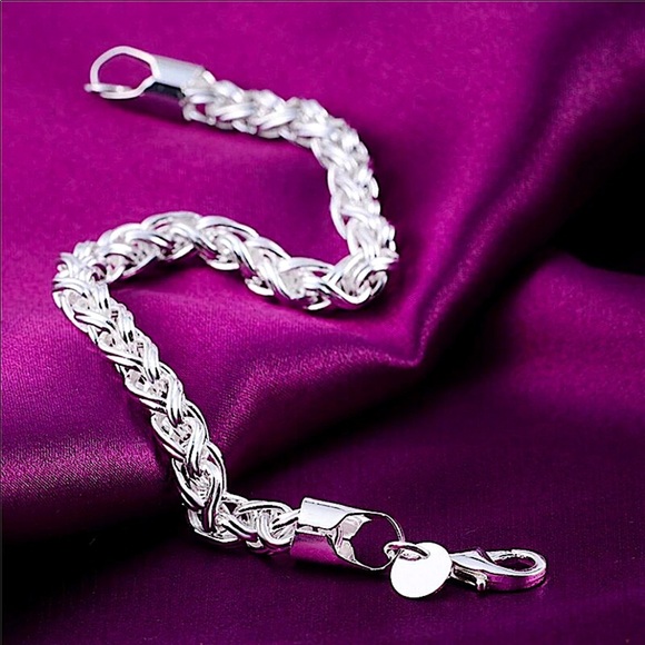 Sterling Silver Braided Bracelet Chain Link - Picture 6 of 7